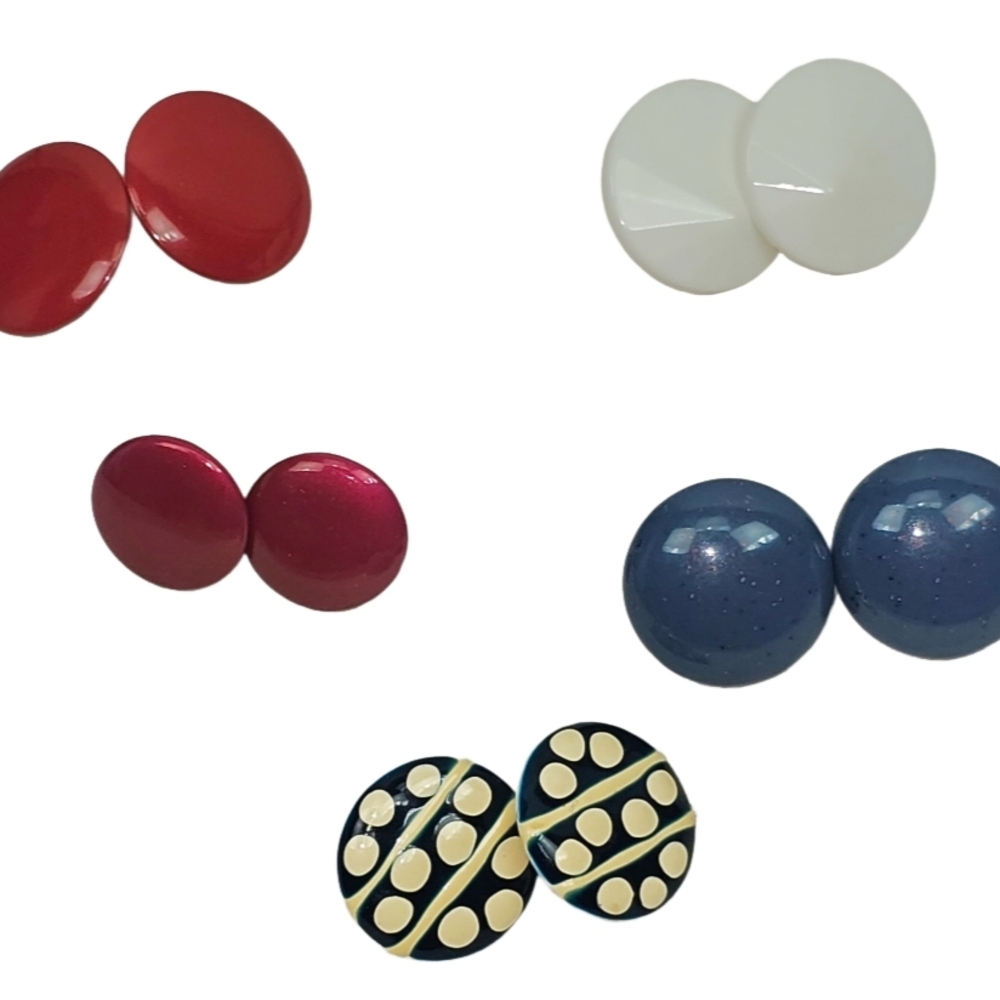 Mixed Color Round Stud Earrings Set - Women Jewelry